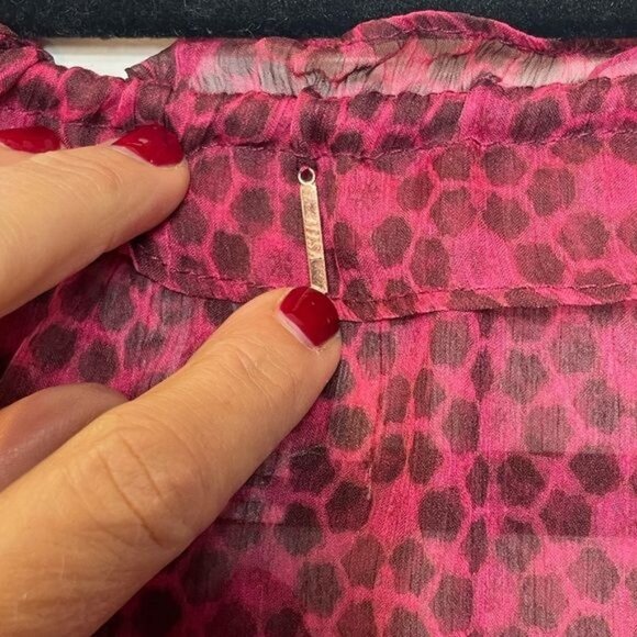 Misa LA Louisa Dress Cardinal Tile Long-Sleeve Sheer Maxi Tiered Skirt Sz M NWT - Picture 8 of 11